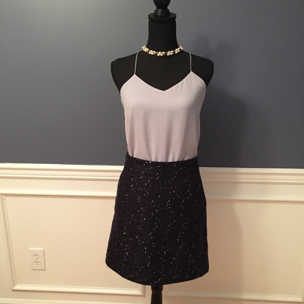 Navy Sequin Loft Skirt